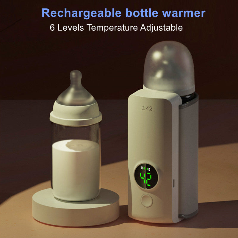 Rechargeable Baby Bottle Warmer by BestToU showing a compact, portable design with a digital control panel and warming chamber.